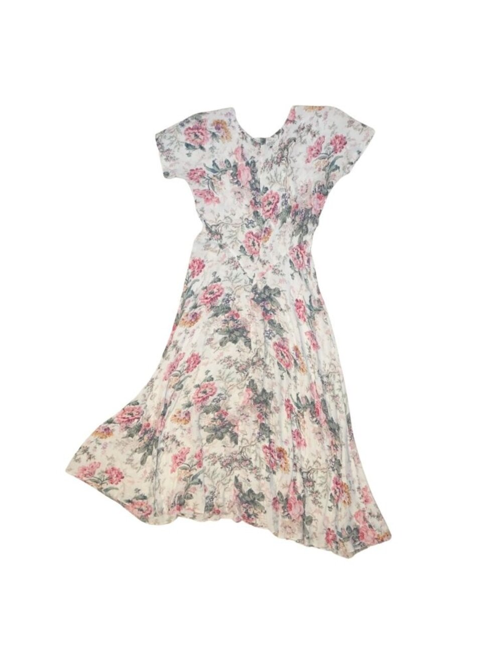 Vintage Midi Floral Short Sleeve Long Dress Nostalgia Brand